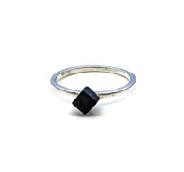 Image de Turmalin (Schörl) Würfel 4mm Ring, Silber 925