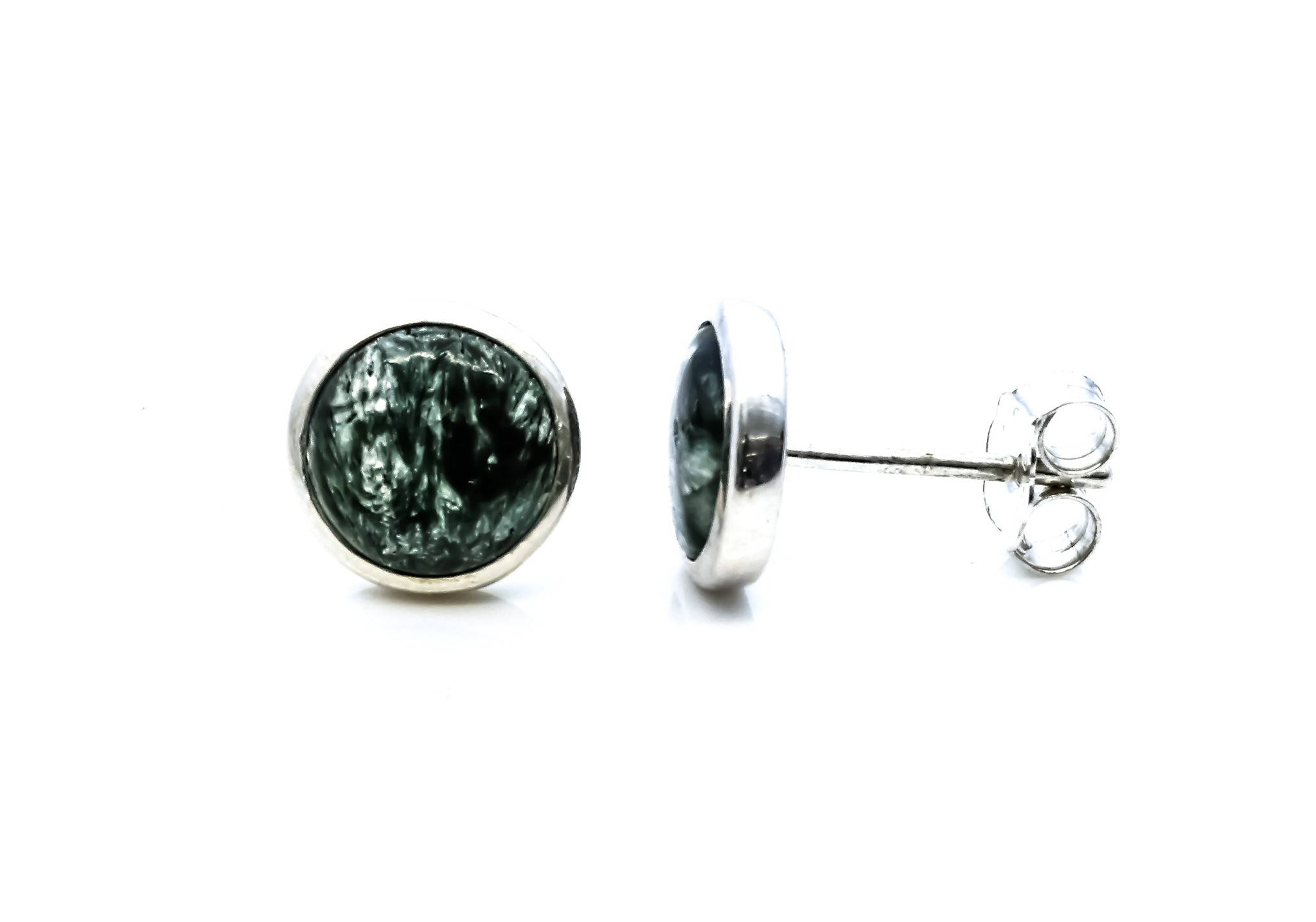 Immagine di Seraphinit Cabochon 9.0mm in Silber gefasst Ohrstecker, Silber 925