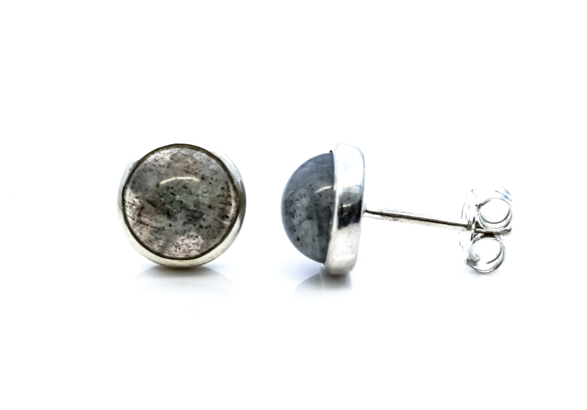 Bild von Labradorit Cabochon 9.0mm in Silber gefasst Ohrstecker, Silber 925