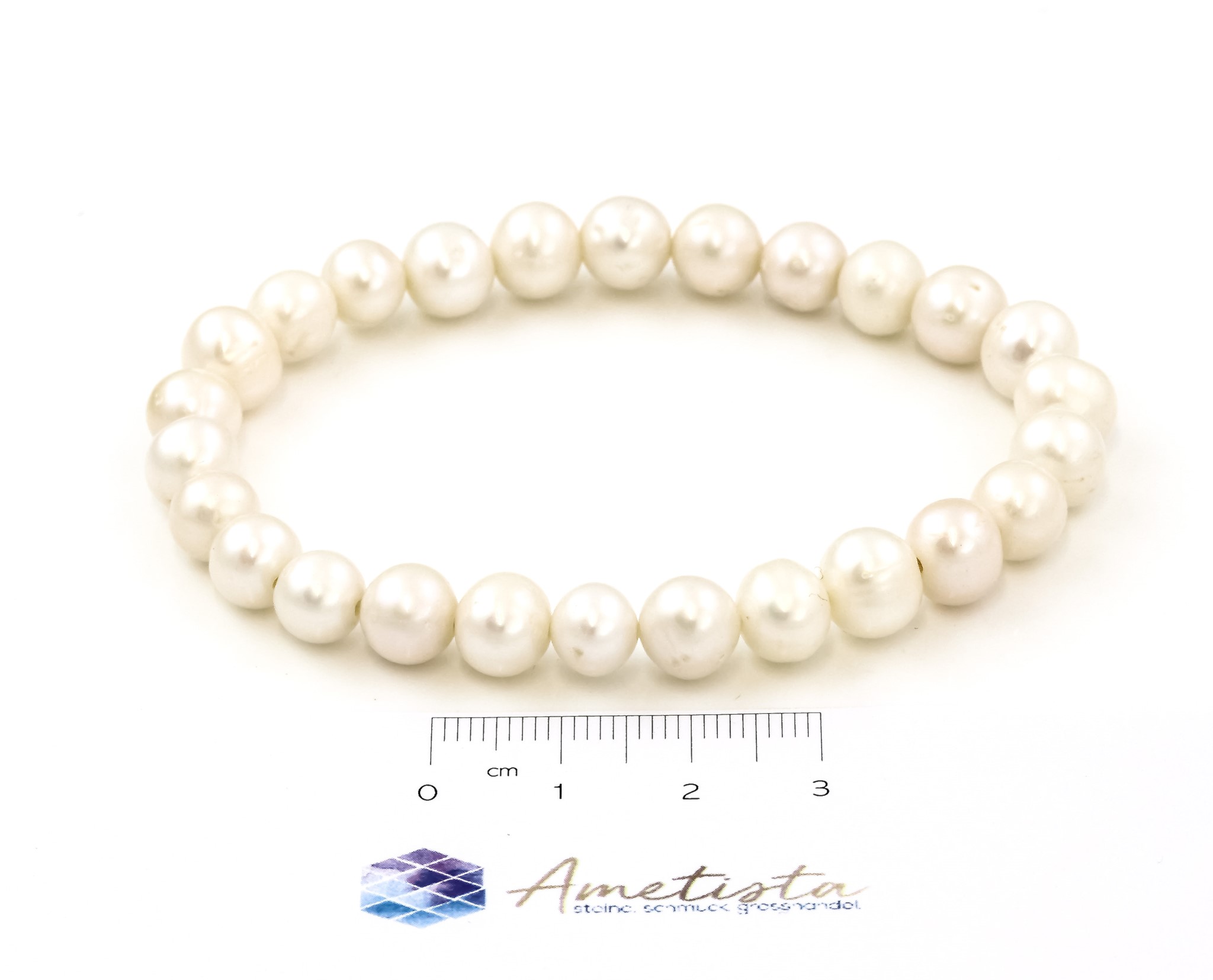 Bild von Perlen Armband Rund 8-9mm weiss