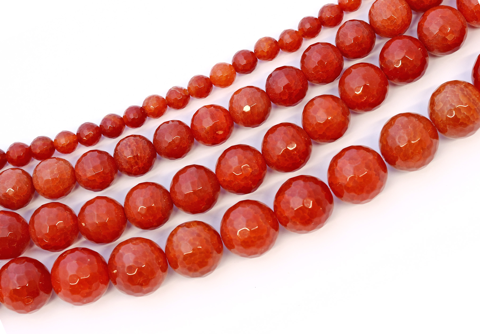 Feuerachat (rot) facettierte Kugeln 12mm Strang