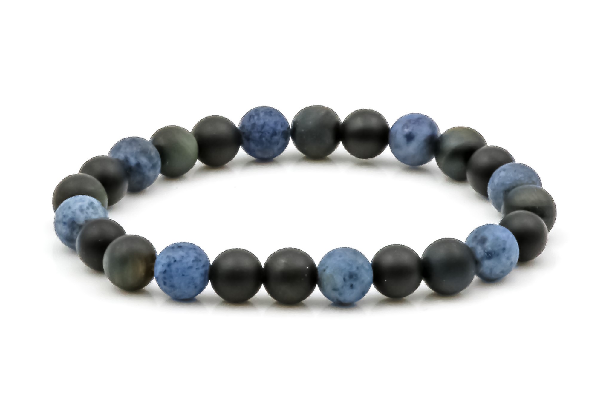 Immagine di Dumortierit & Falkenauge & Onyx Kugeln  8mm Armband (matt)