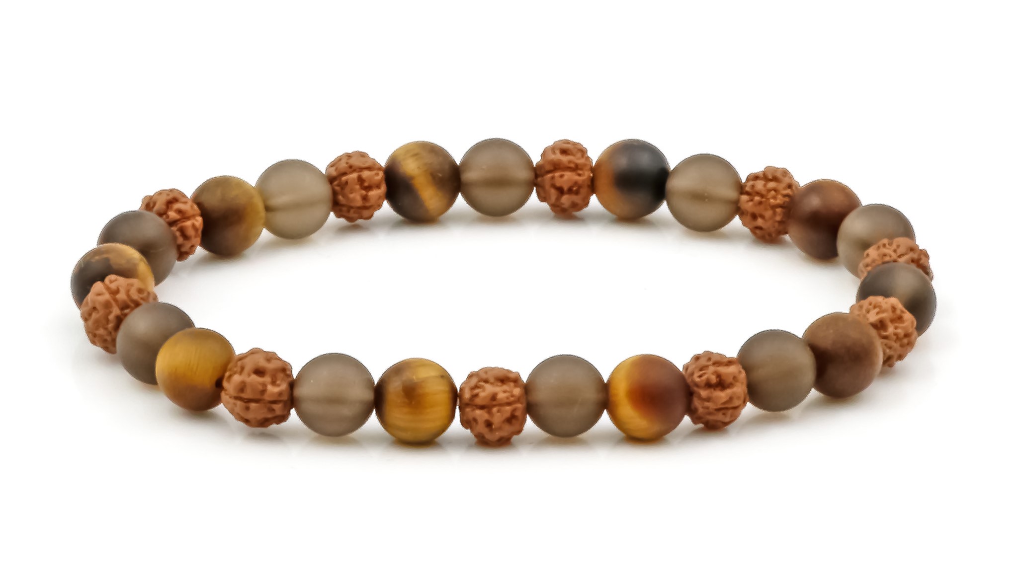 Image de Rauchquarz & Rudraksha &  Tigerauge Kugeln 8mm Armband, 21.0cm (matt)