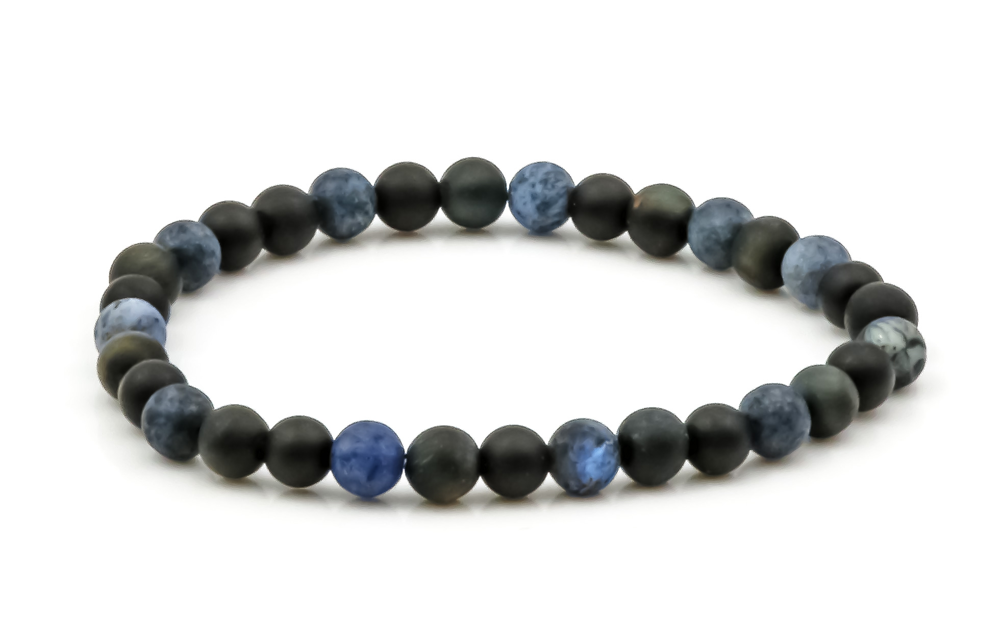 Bild von Dumortierit & Falkenauge & Onyx Kugeln  6mm Armband (matt)