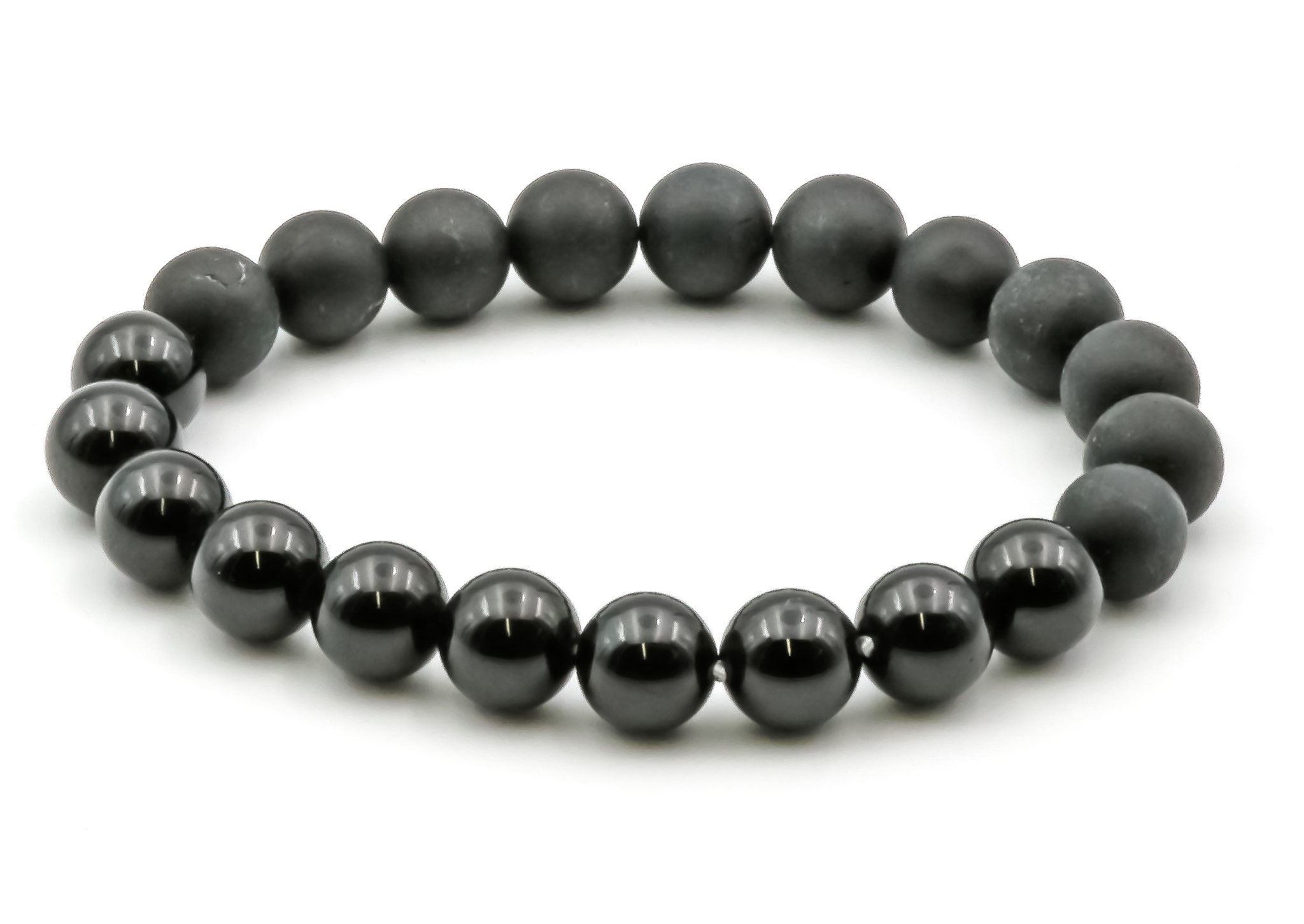 Bild von Turmalin (Schörl) Kugeln 10mm Armband, 21cm (Half matt-Half glanz)