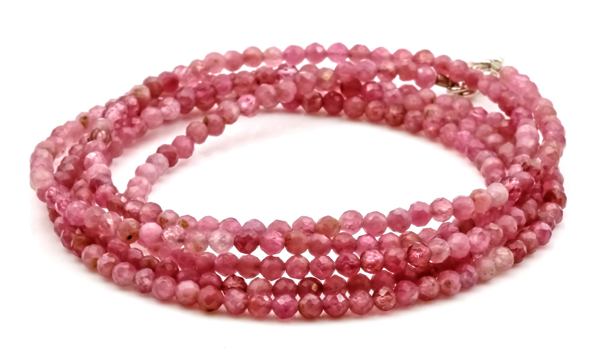 Bild von Turmalin pink fac. Kugeln  3mm, 90cm Kette mit Silberverschluss, Silber 925