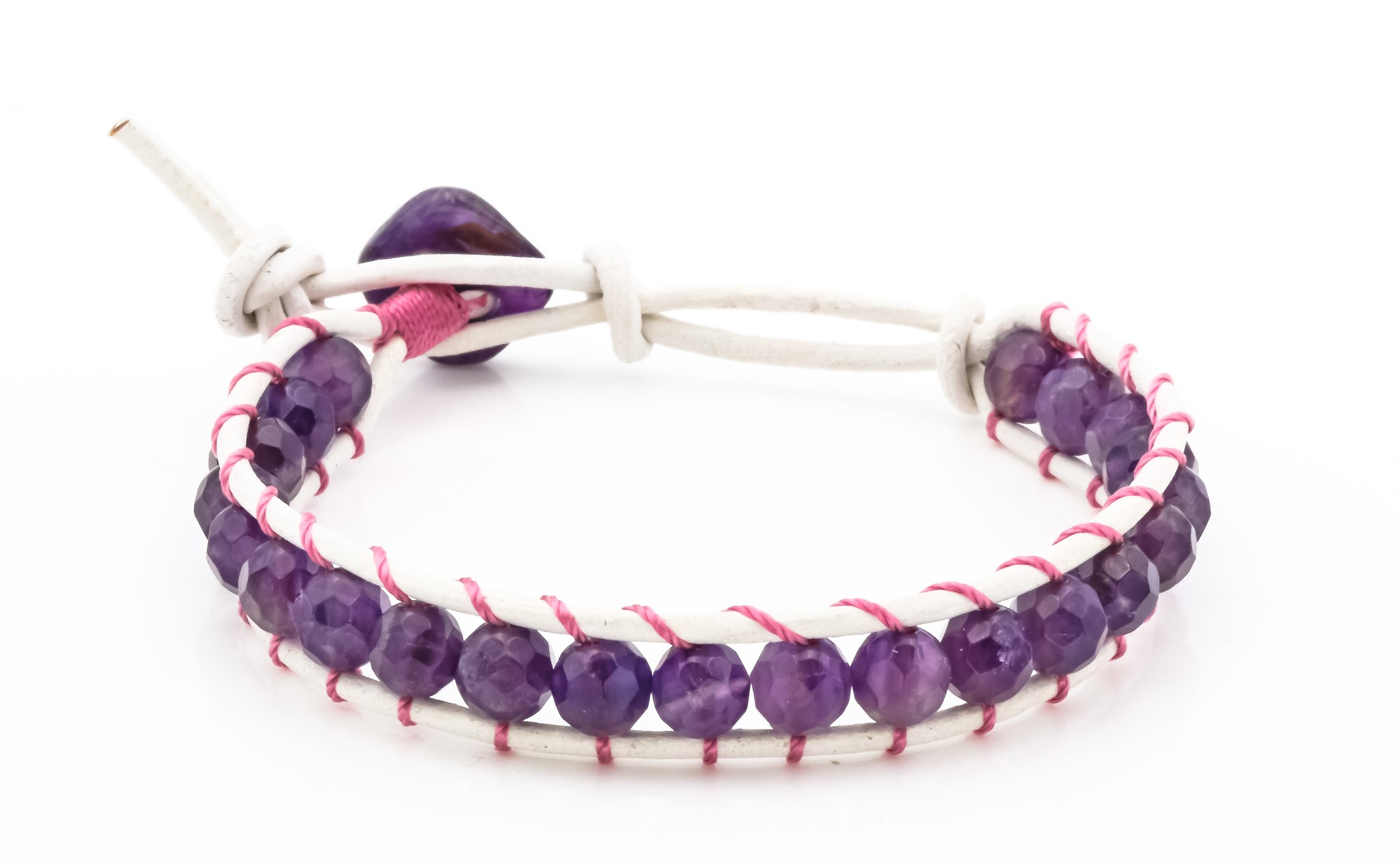 Immagine di "El Vagabundo" Armband, Amethyst facettierte Kugeln 6mm, 19cm