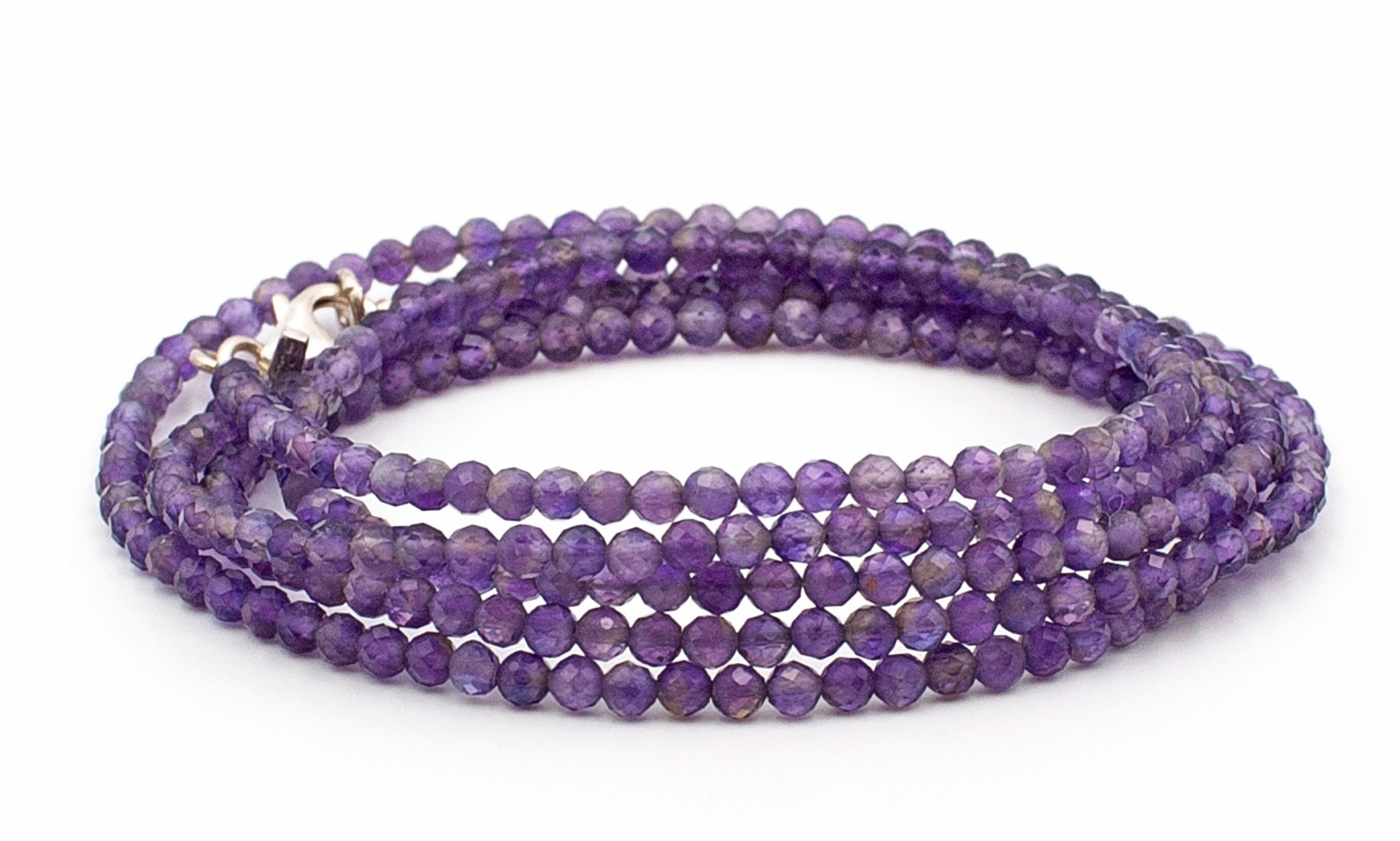 Bild von Amethyst fac. Kugeln 3mm, 90cm Kette mit Silberverschluss