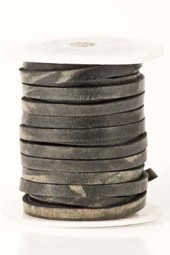 Bild von Lederband flach 4mm Schwarz antik, 10m Rolle