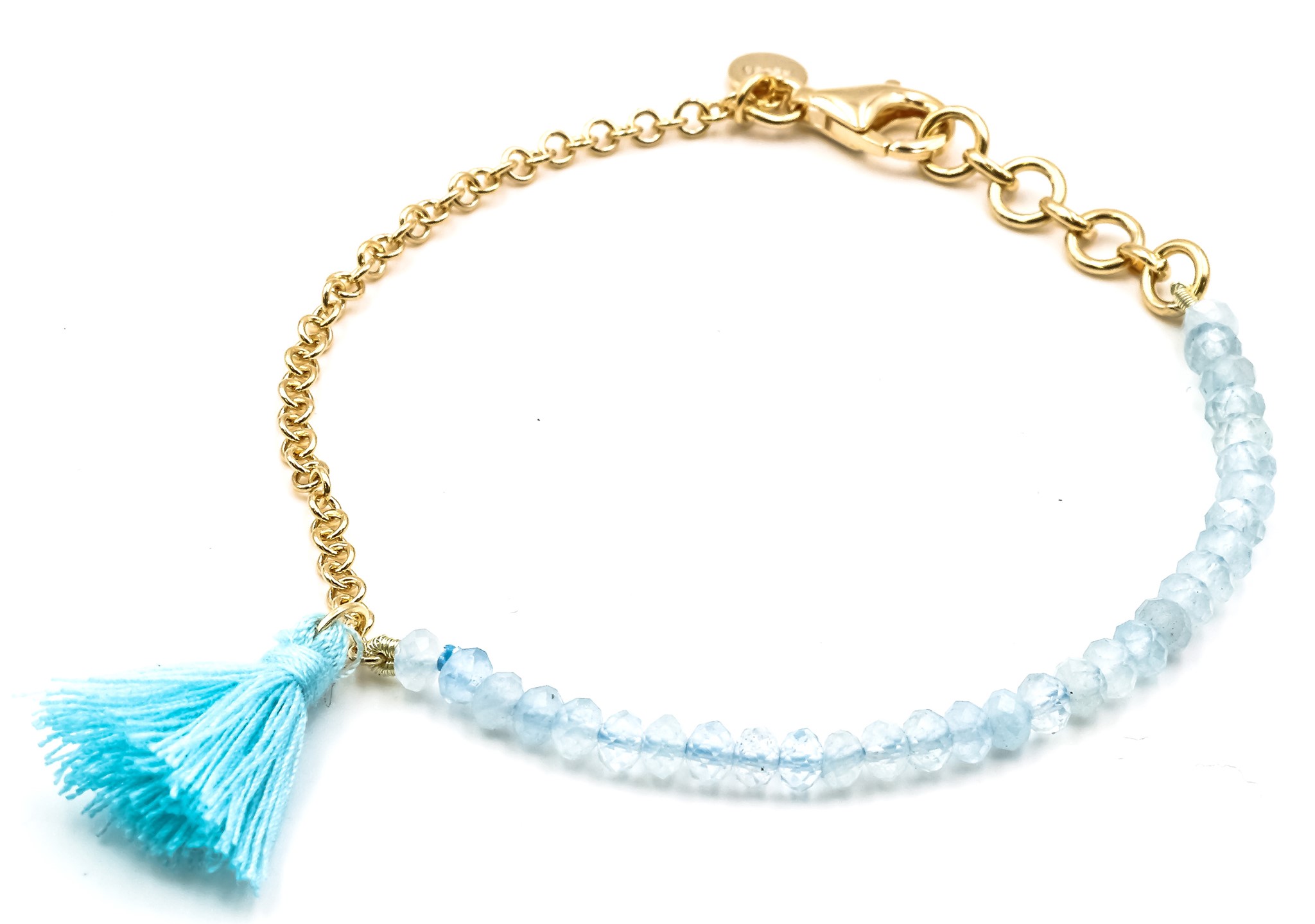 Image de "Quaste". Aquamarin. Armband. Silber 925- Vergoldet