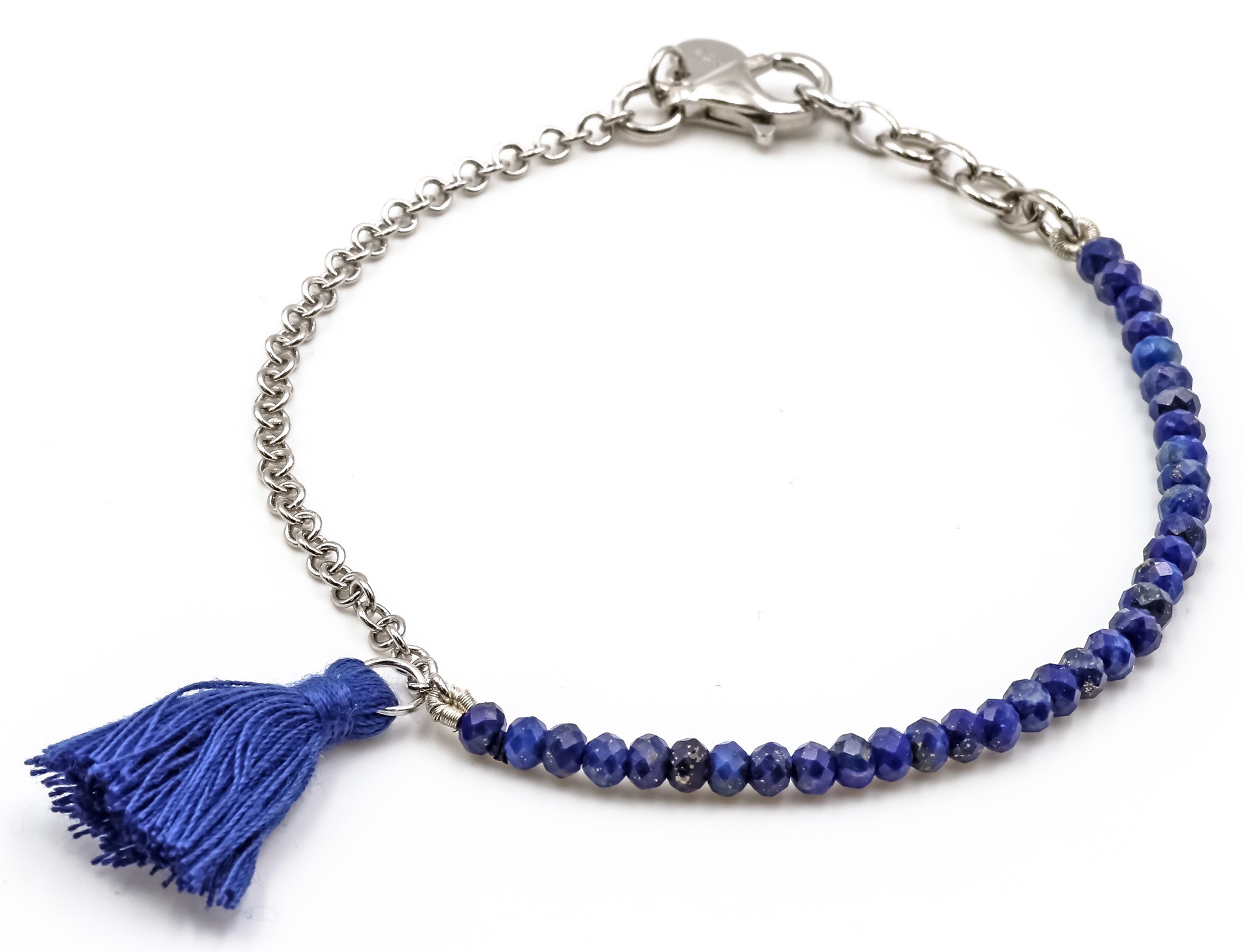 Bild von Lapis 3mm mit Quaste Armband, Silber