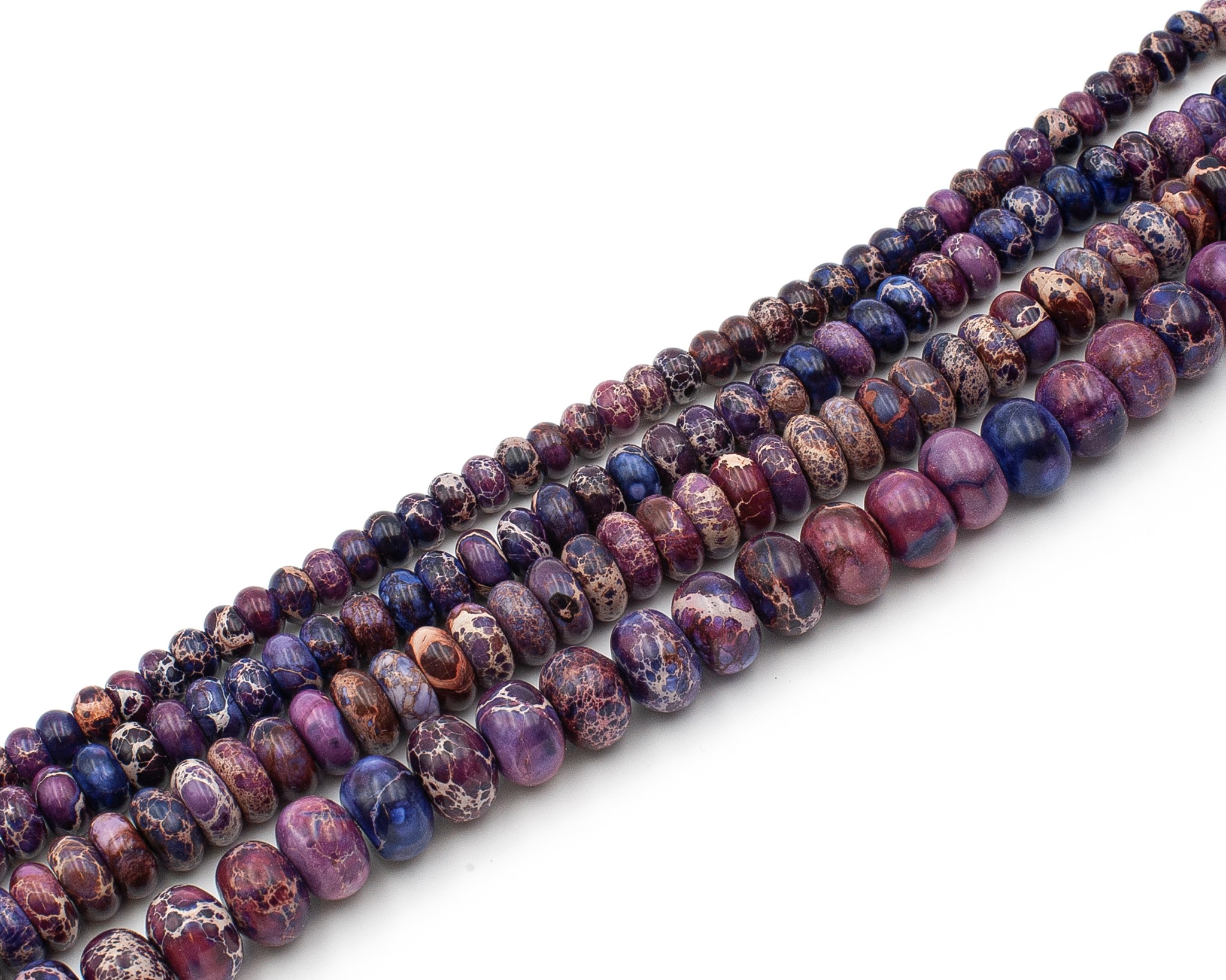 Lila Impression Jaspis Button 12mm Strang