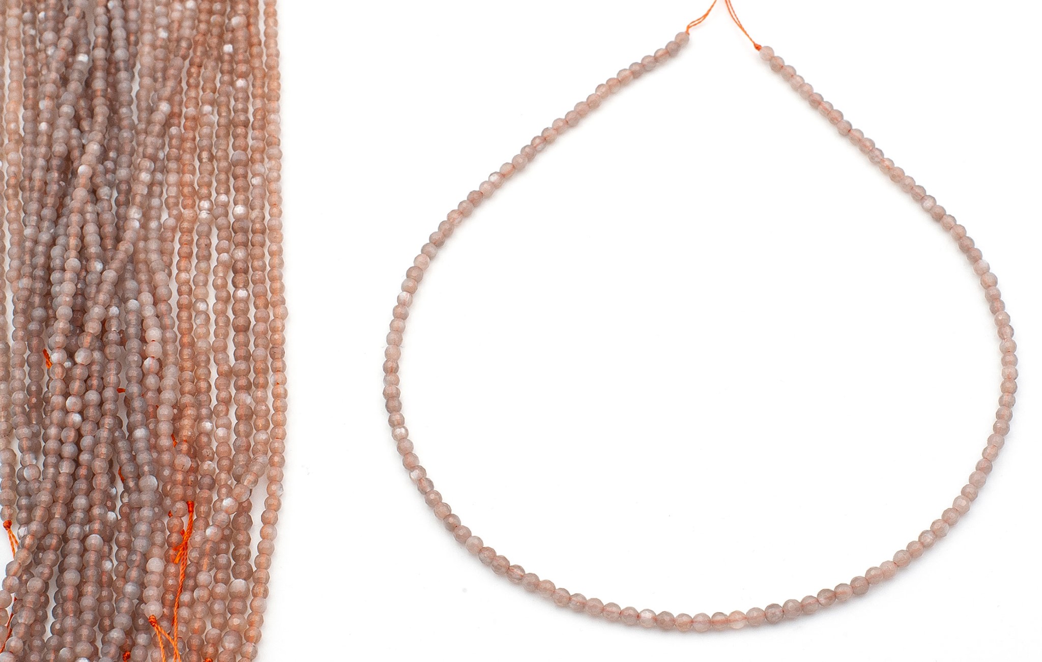 Bild von Mondstein fac. Kugeln  3mm Strang (peach)