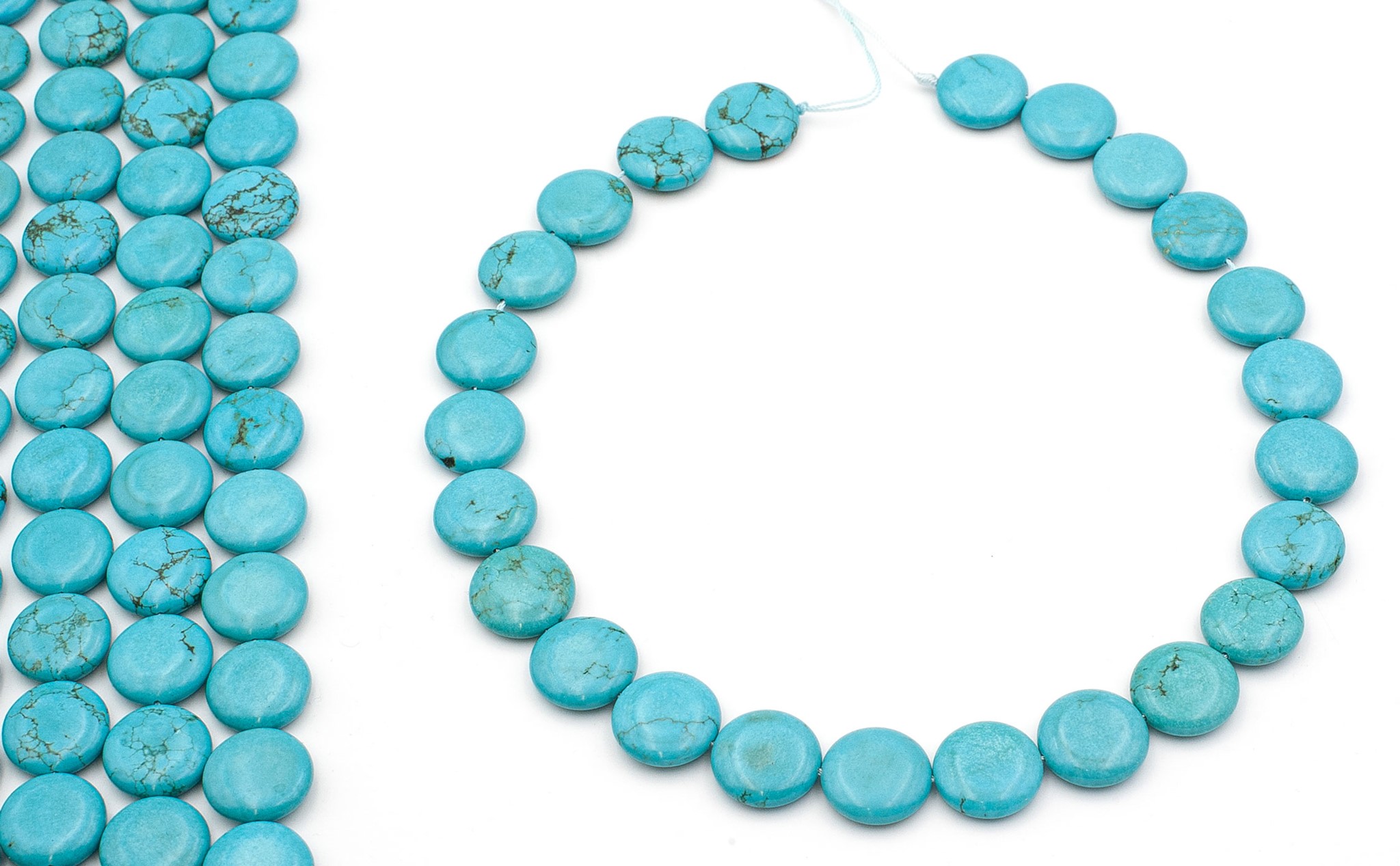 Türkis (blau gefärbt) Disc 16mm Strang (Magnesit)