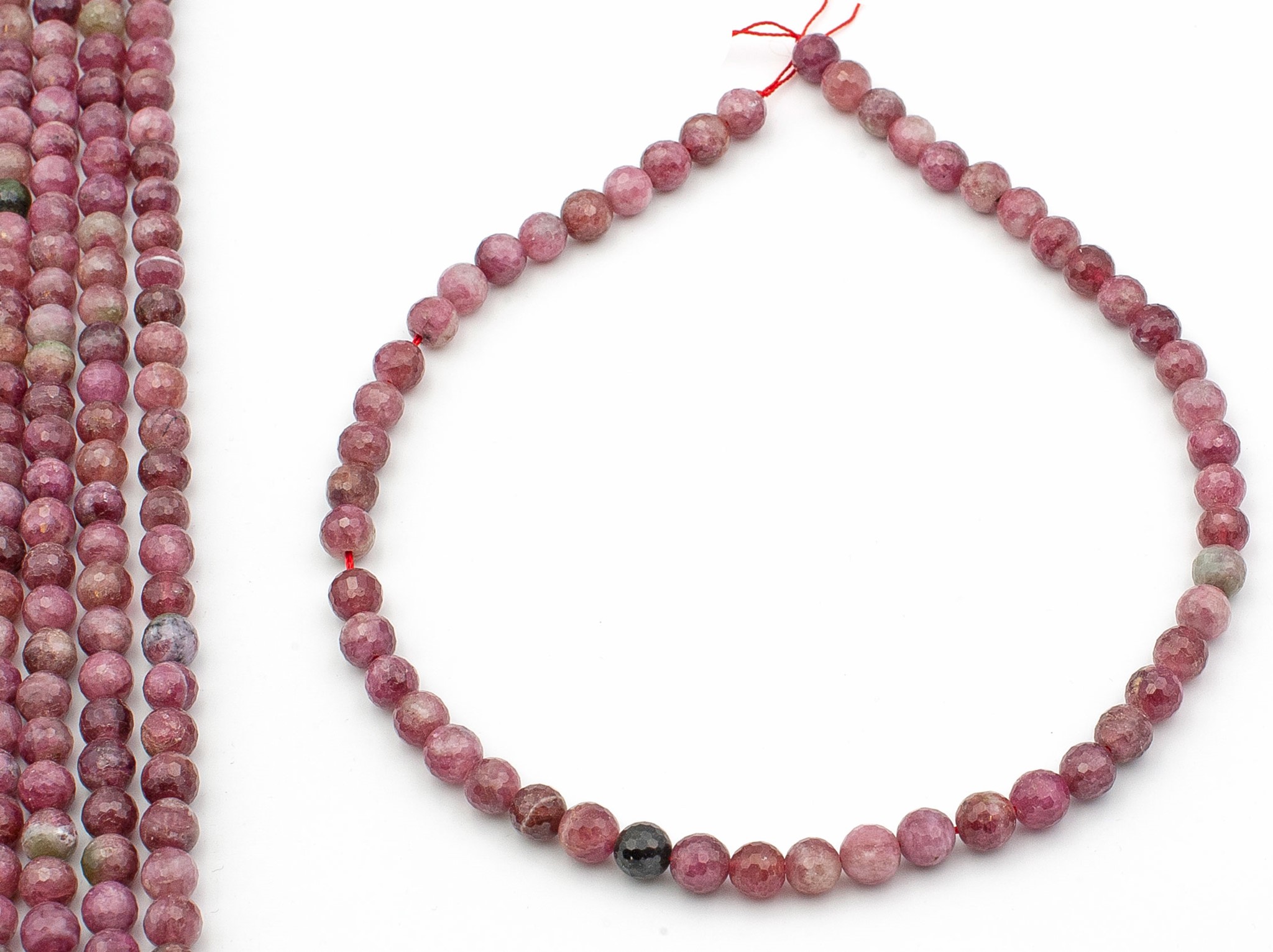 Turmalin farbig fac. Kugeln  8mm Strang (rot) TOP