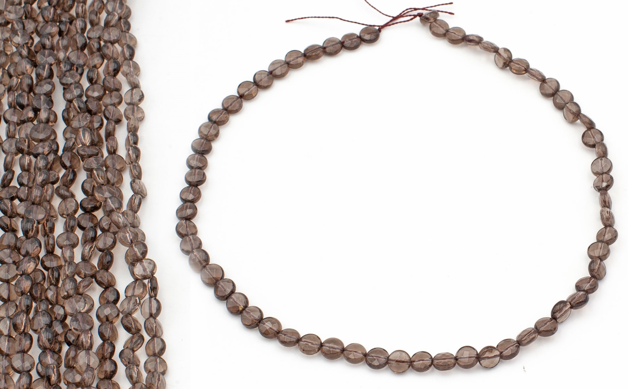 Rauchquarz fac. Disc  6mm Strang