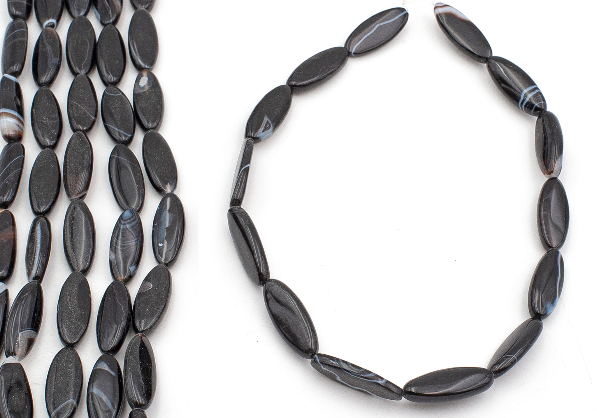 Bild von Sardonyx gefärbt Oval lang 10x28-35mm Strang