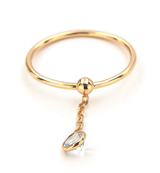 Image de Aquamarin "Dangeling Stone", Ring, Silber vergoldet