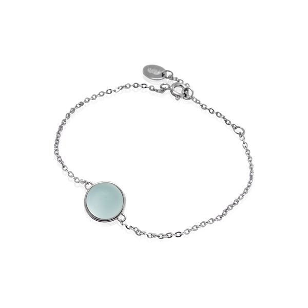 Immagine di Aqua Chalcedon Cab. 11mm Armband, 16+3,5cm, Silber