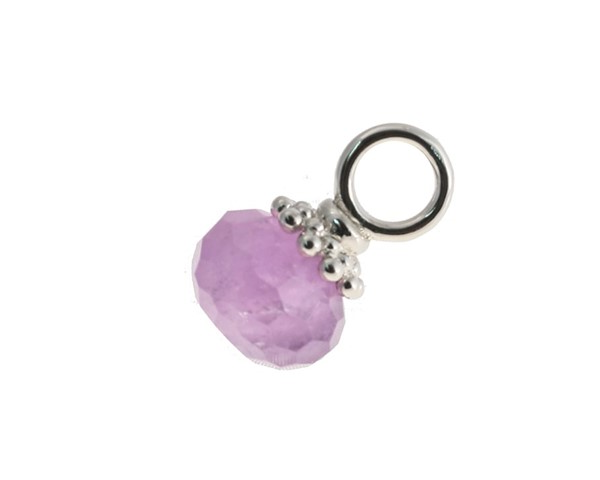 Bild von Amethyst facettierte Roundel 25x16mm Anhänger, Silber rhodiniert