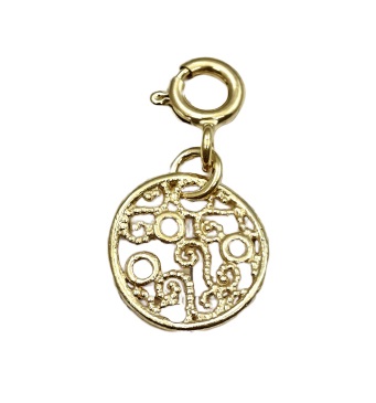 Image de Filigran Rund Charm 13mm, Silber vergoldet