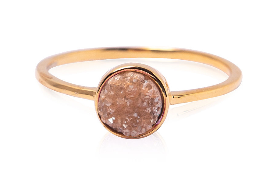 Image de Achat Druzy Champagne 7mm Ring, Silber vergoldet