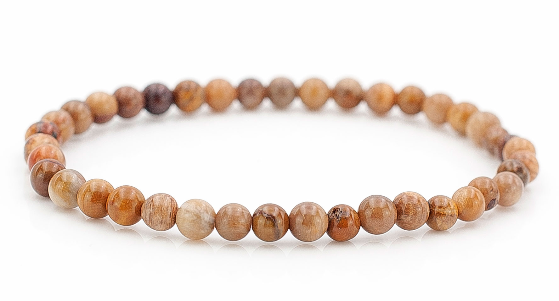 Bild von Versteinertes Holz Kugeln  4mm Armband