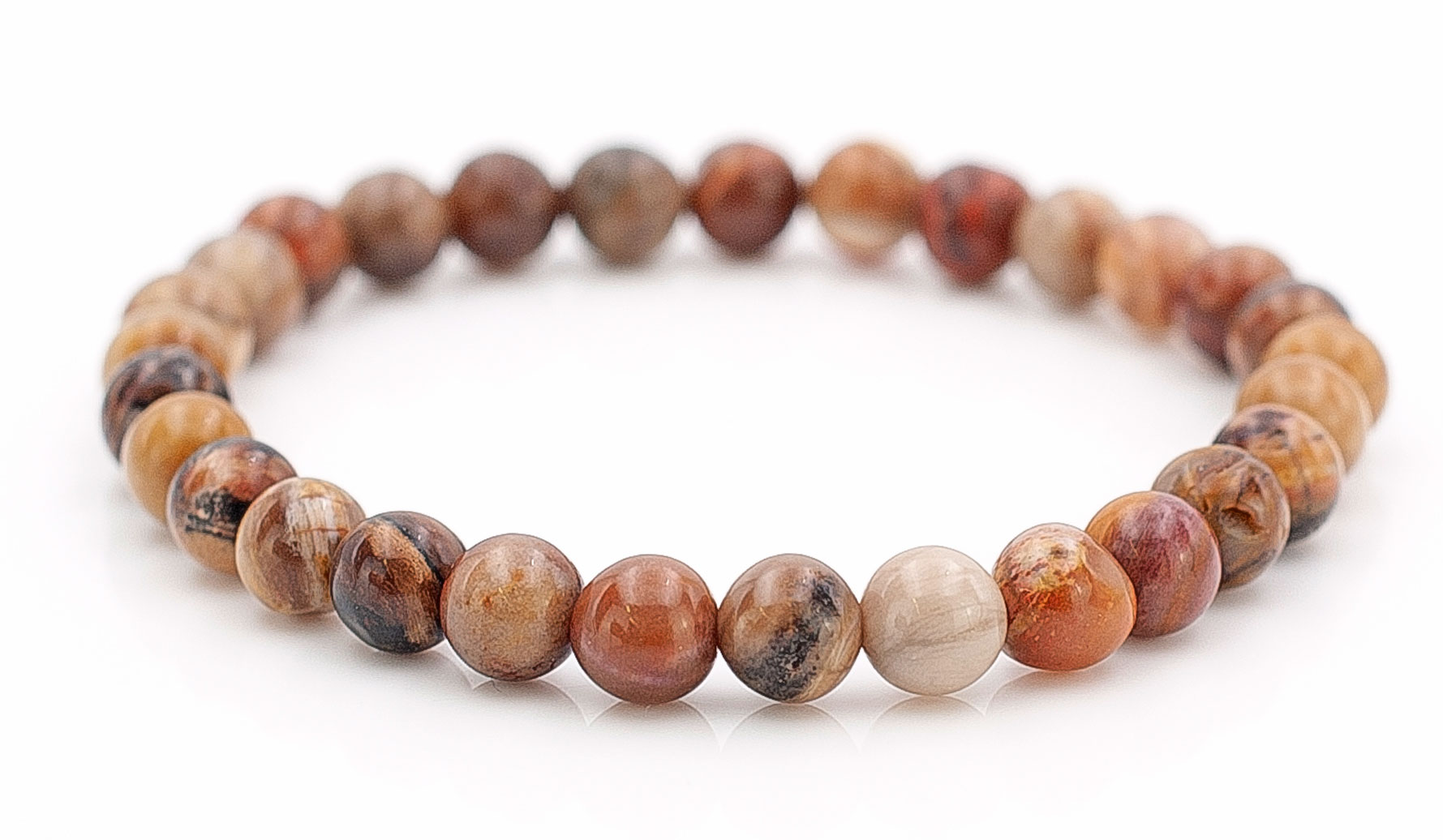 Bild von Versteinertes Holz Kugeln  6mm Armband