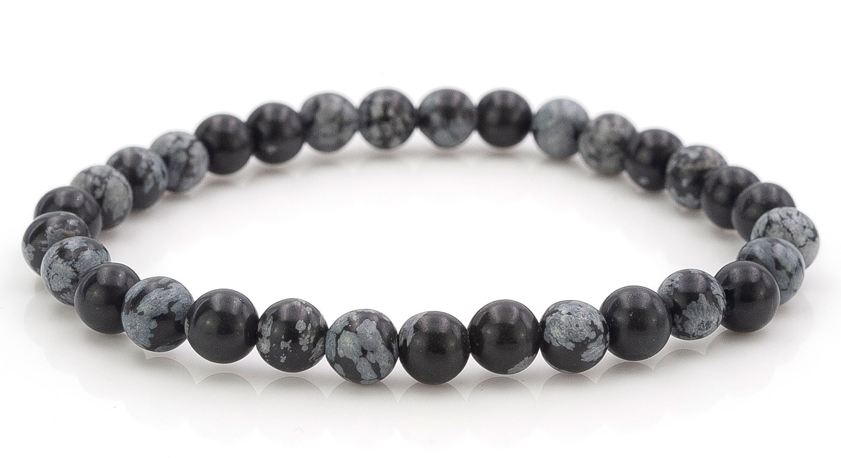 Bild von Schneeflocken Obsidian Kugeln  6mm Armband