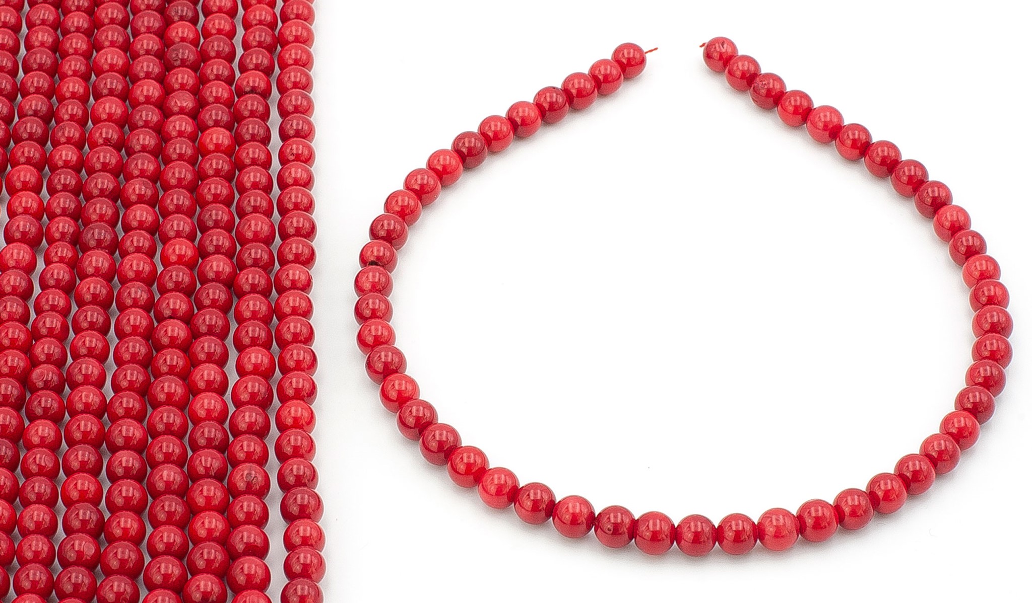 Koralle Kugeln  8mm Strang (rot gefärbt)