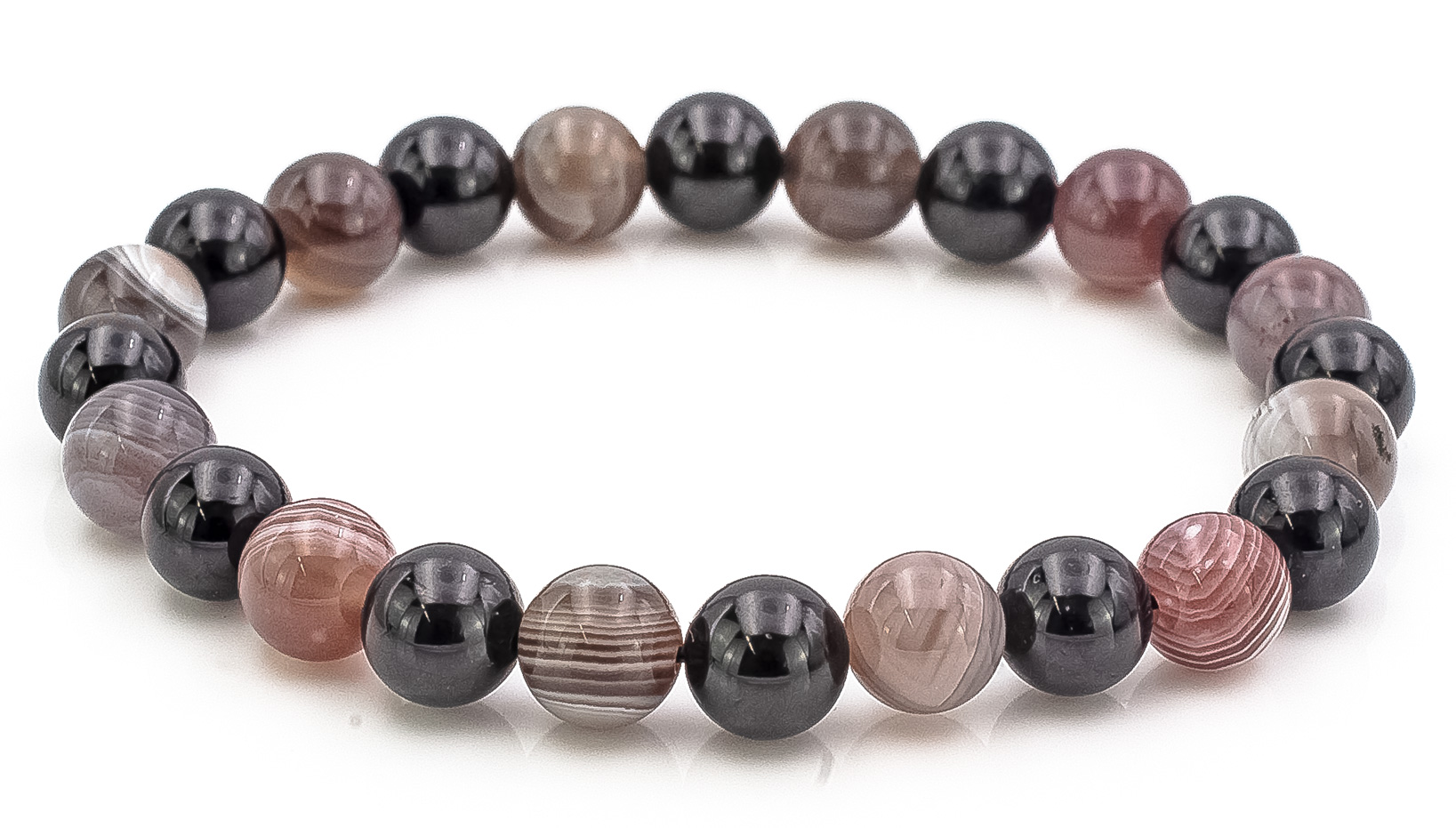 Bild von Botswana Achat & Turmalin (Schörl) 8mm Armband, 19.5cm (One-One)