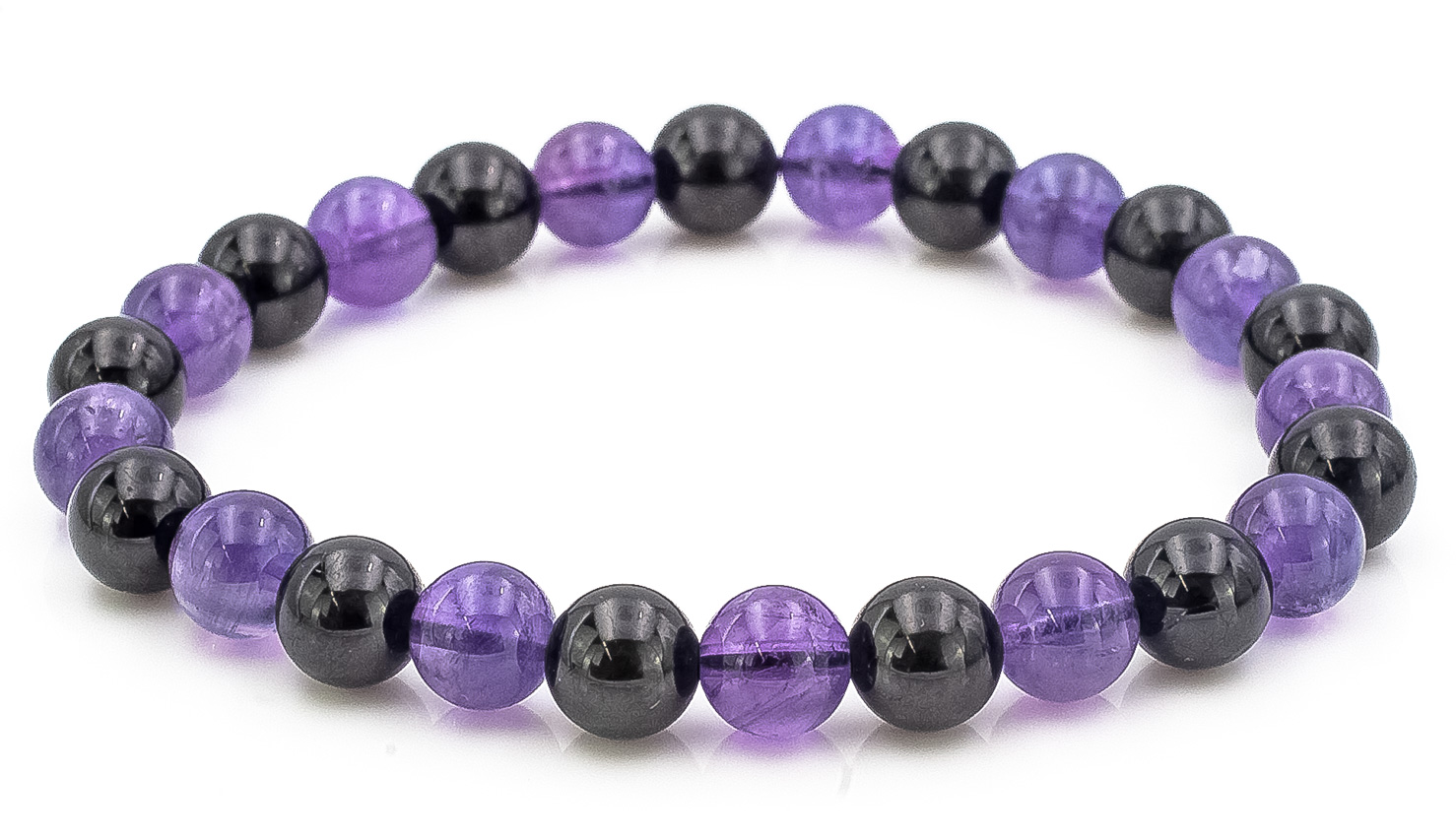 Bild von Amethyst & Turmalin schwarz Kugeln 8mm Armband, 21cm