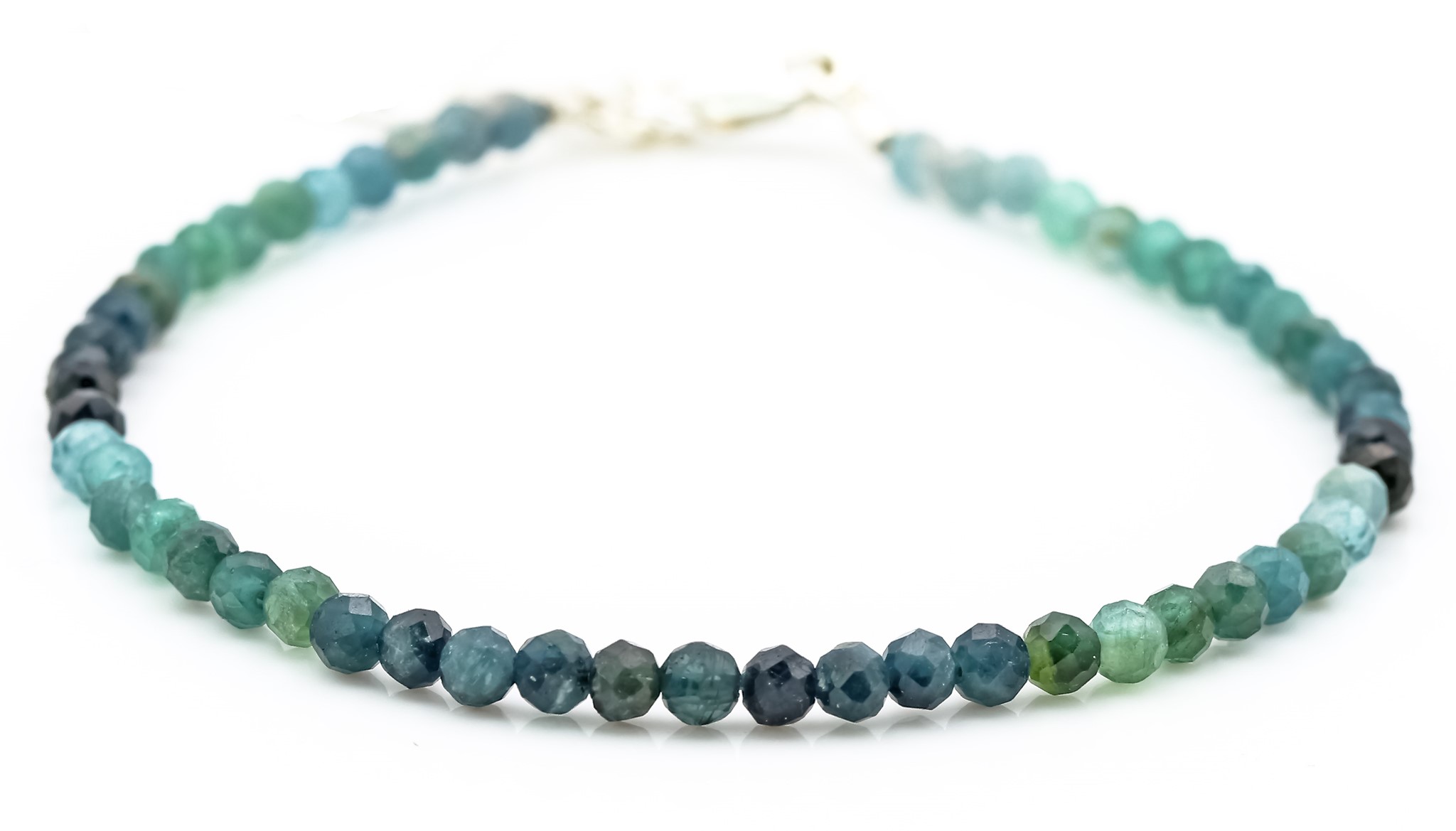 Bild von Turmalin blau fac. Kugeln  3.5mm Armband (mit Silber Karabiner)