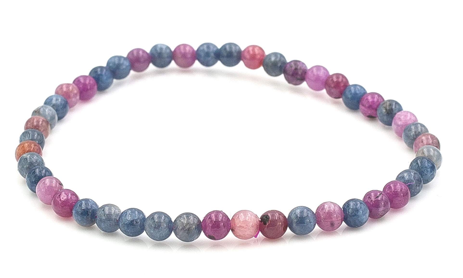 Bild von Korund Mix Kugeln  4mm Armband (Rubin-Saphir)