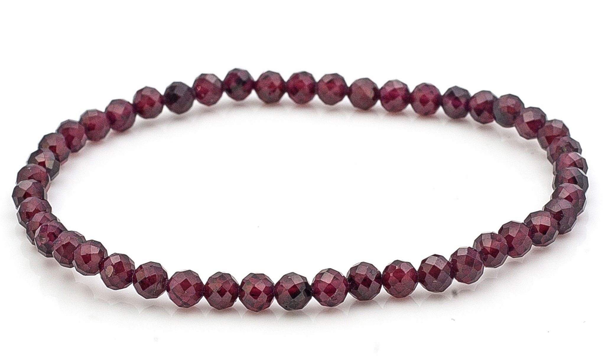 Bild von Granat rot facettierte Kugeln  4mm Armband (Diamond-Cut)