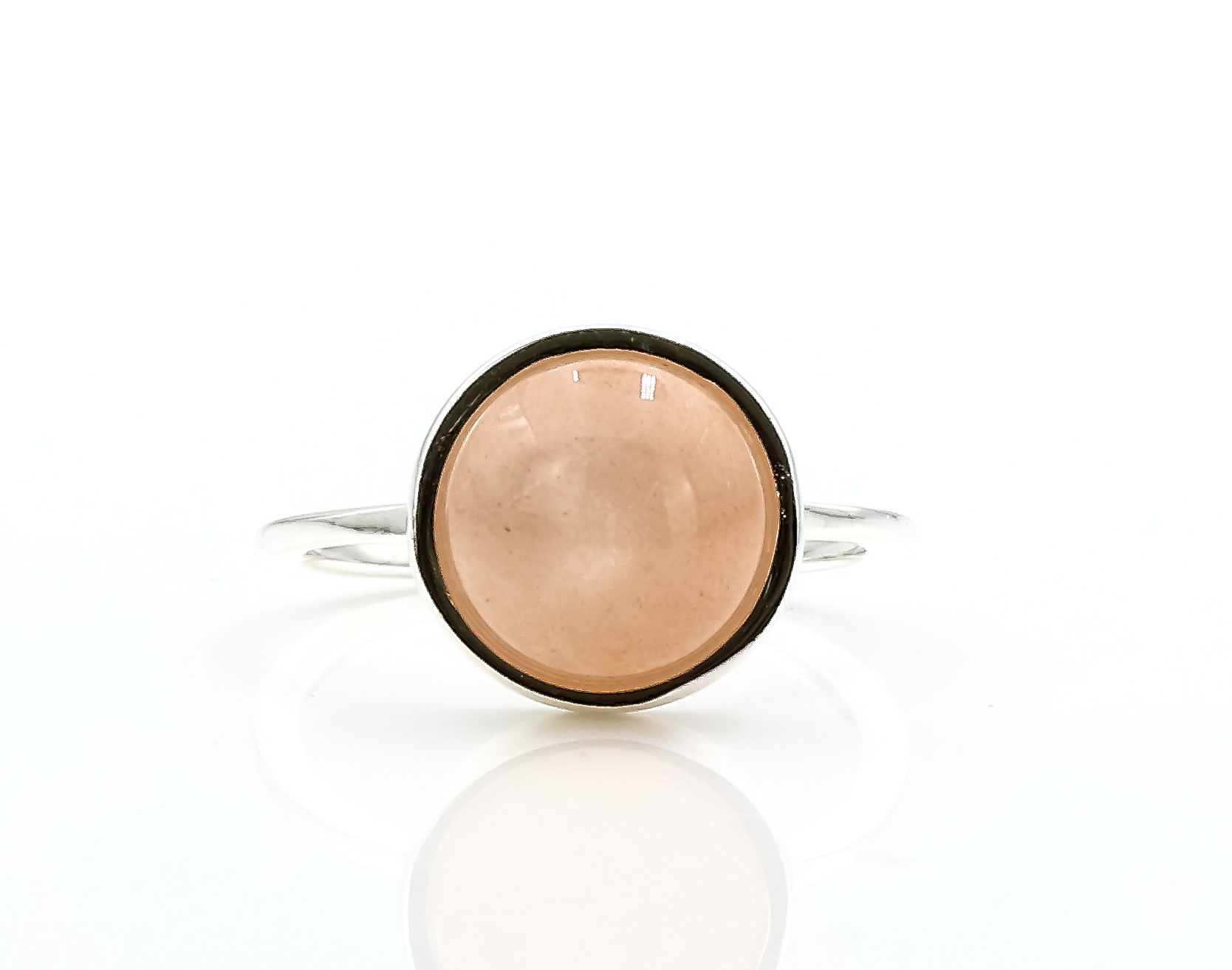 Bild von Mondstein Cab. 11m, 12mm Ring, Silber 925 (peach) 