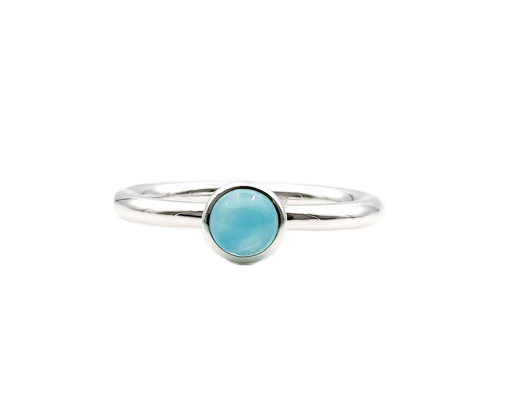 Bild von Aqua Chalcedon Cab.  6mm "Moon Magic" Ring, Silber 925