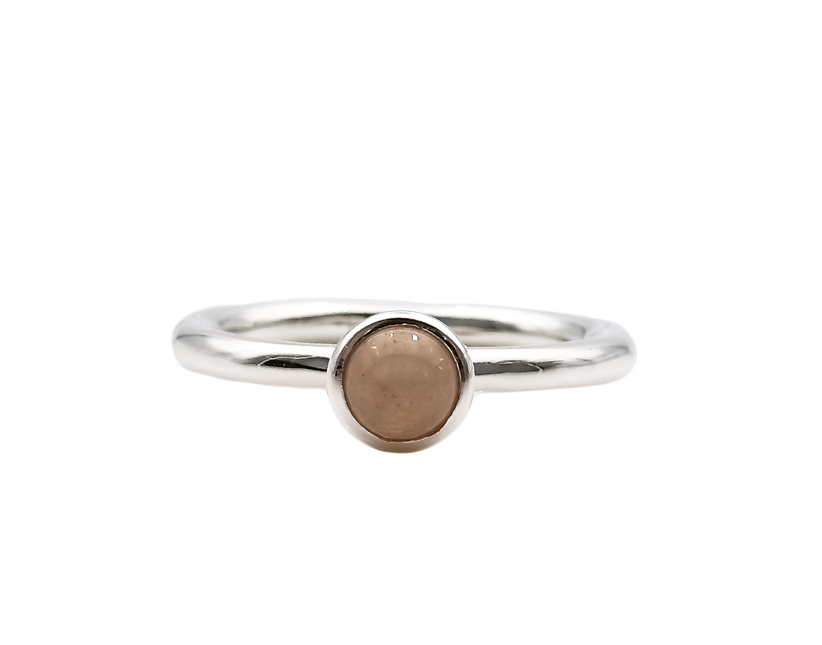 Bild von Mondstein peach Cab.  6mm "Moon Magic" Ring, Silber 925