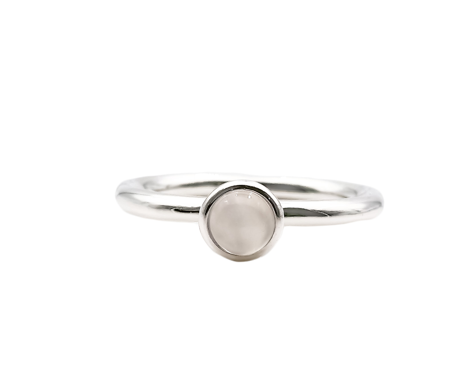 Bild von Mondstein weiss Cab.  6mm "Moon Magic" Ring, Silber 925