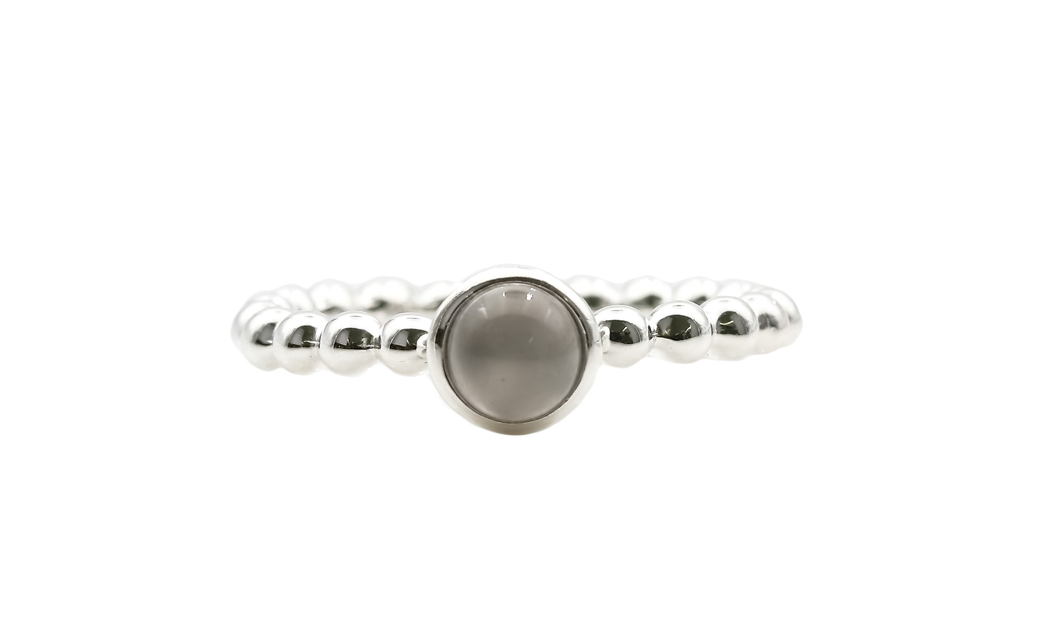 Bild von Mondstein grau Cab.  6mm "Moon Magic" beaded Ring, Silber 925