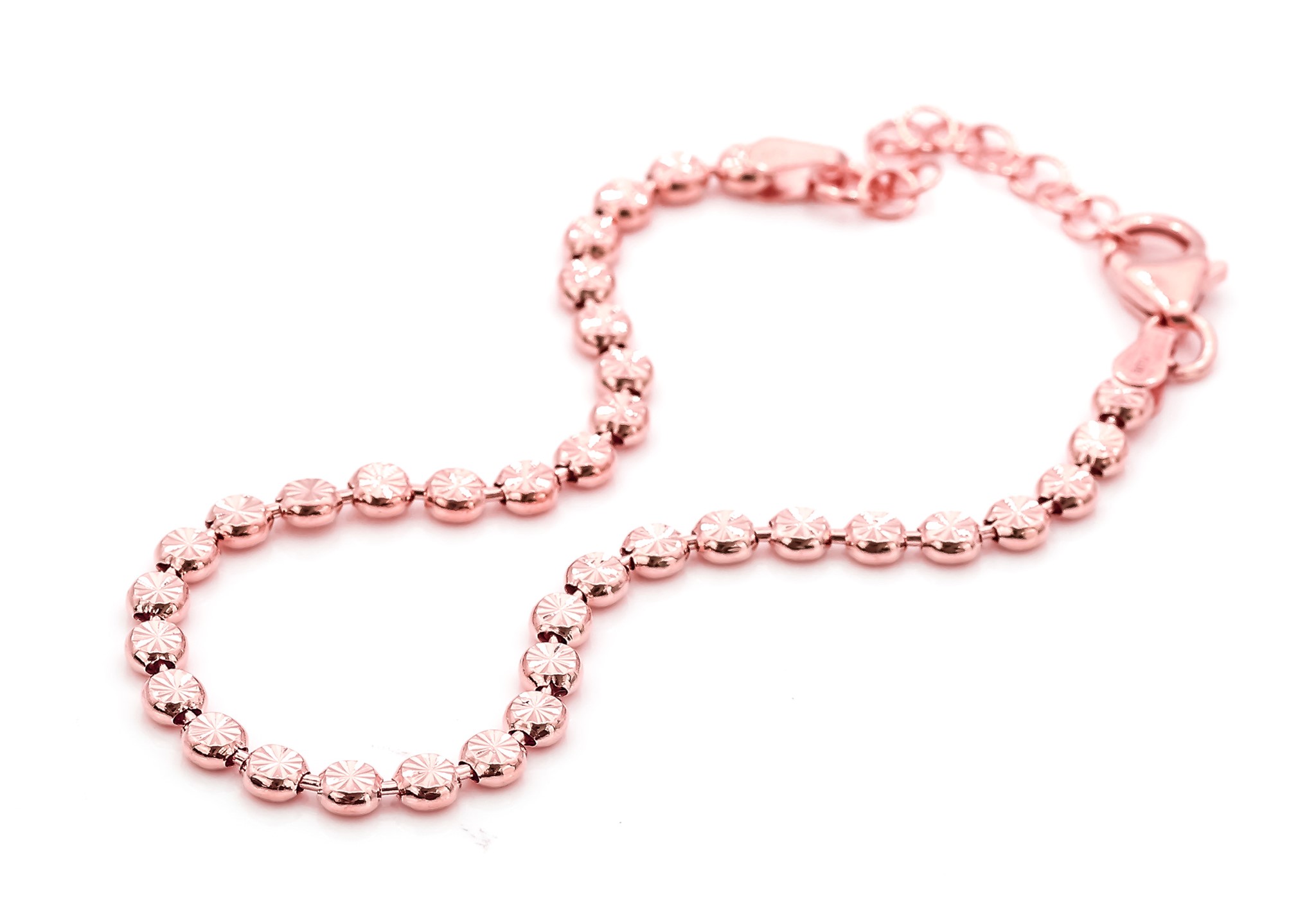 Immagine di Armband Disc Star, 3mm, mit Karabiner. Silber rosé vergoldet