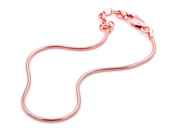Image de Armband Schlangenkette 1.2mm, mit Karabiner. Silber rosé vergoldet