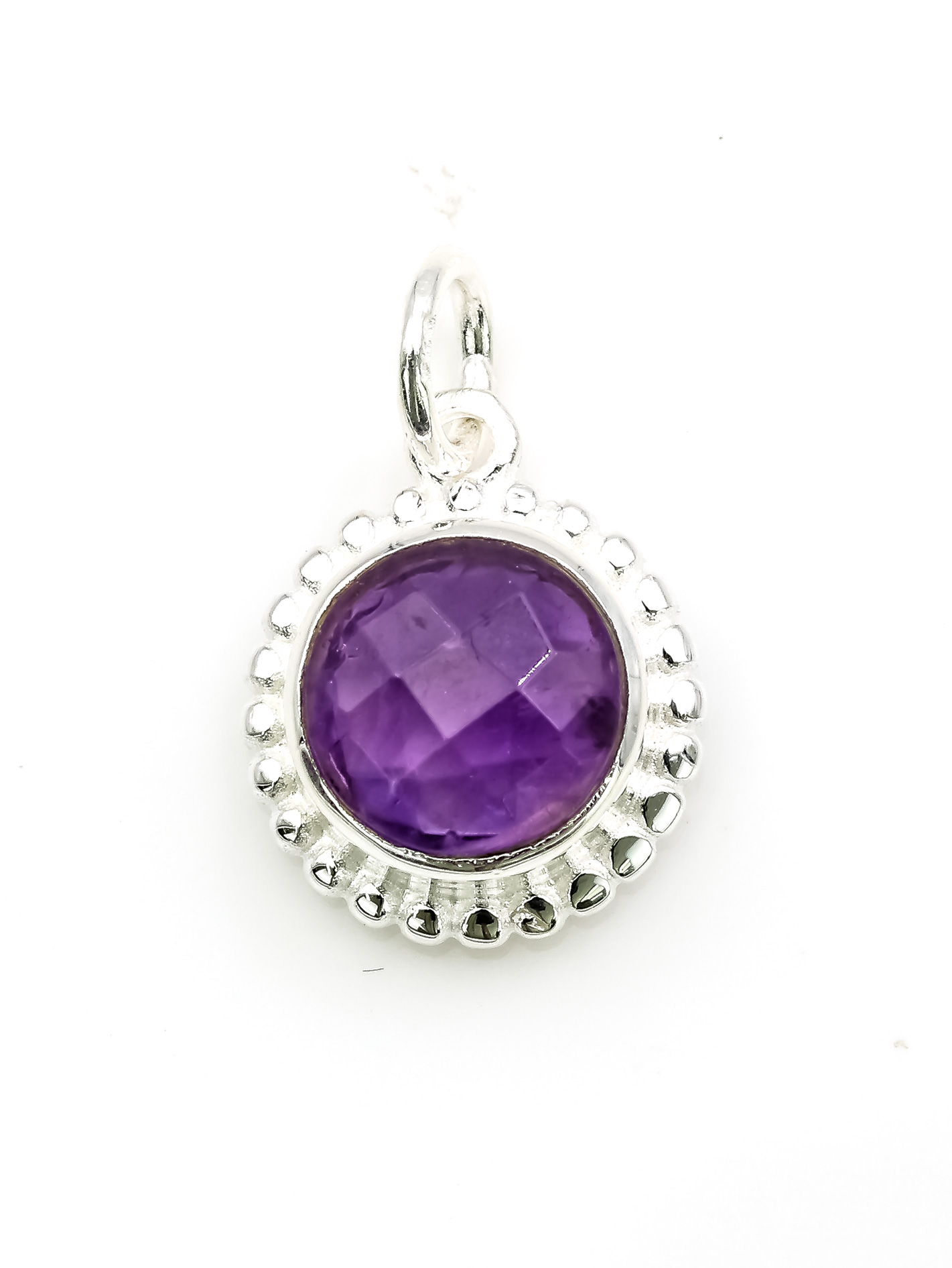 Bild von Amethyst fac. Cab. 10mm "Baia Ibiza" 12mm Anhänger, Silber 925