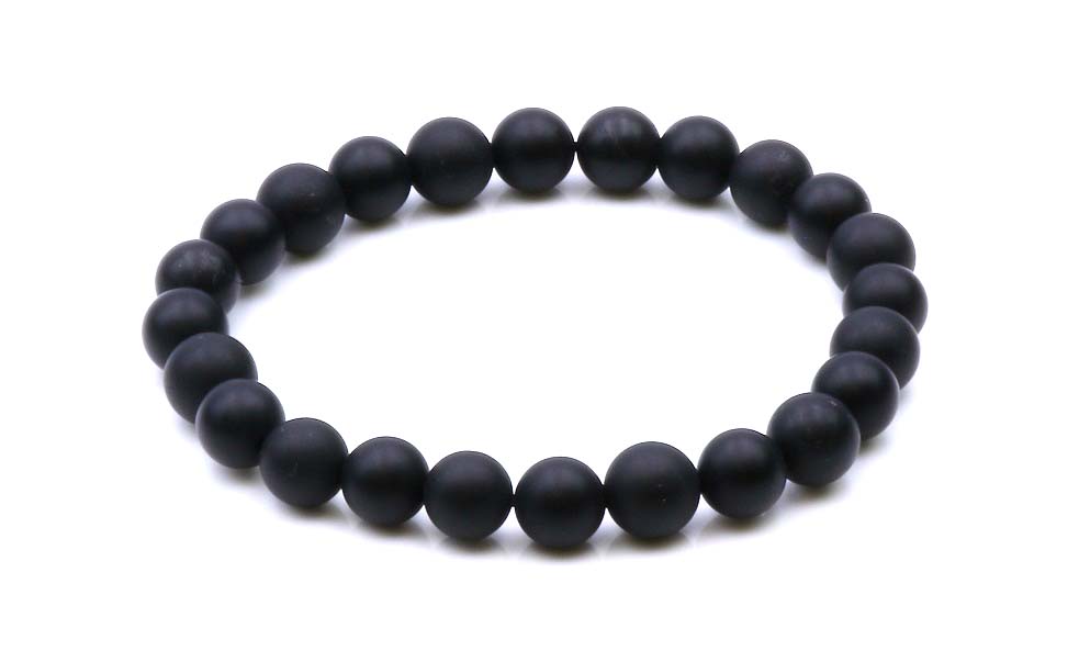 Bild von Turmalin Schörl 8mm Kugeln Armband (satiniert)