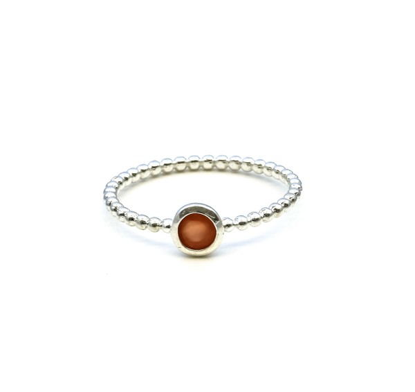 Immagine di Mondstein peach Cab. 5mm "34 Beads" Ring, Silber 925