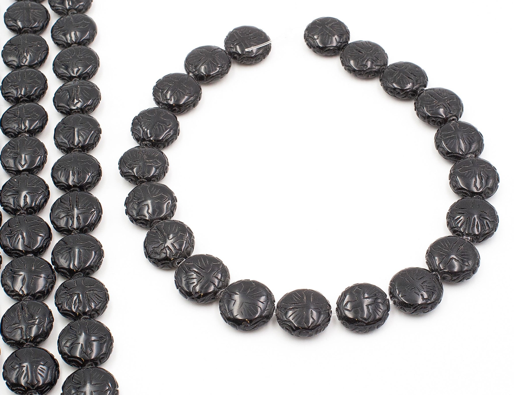 Bild von Obsidian Disc graviert 20x8mm Strang