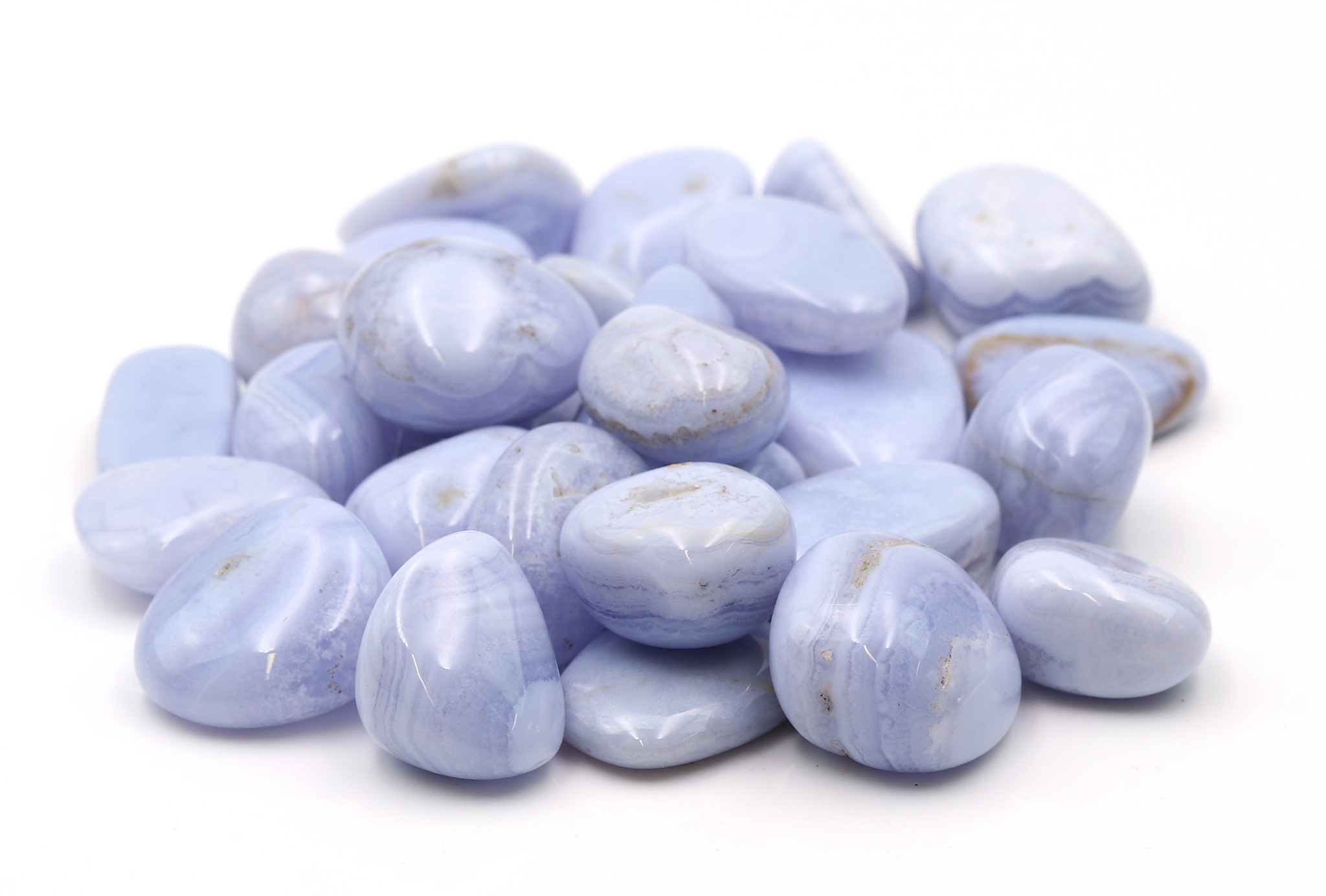 Image de Chalcedon (Bänder Achat) Trommelsteine (VE: 250g)