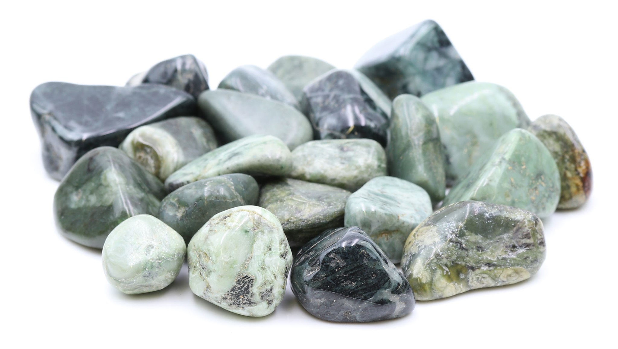 Immagine di Jade (Nephrit) (California) Trommelsteine (VE: 300g)