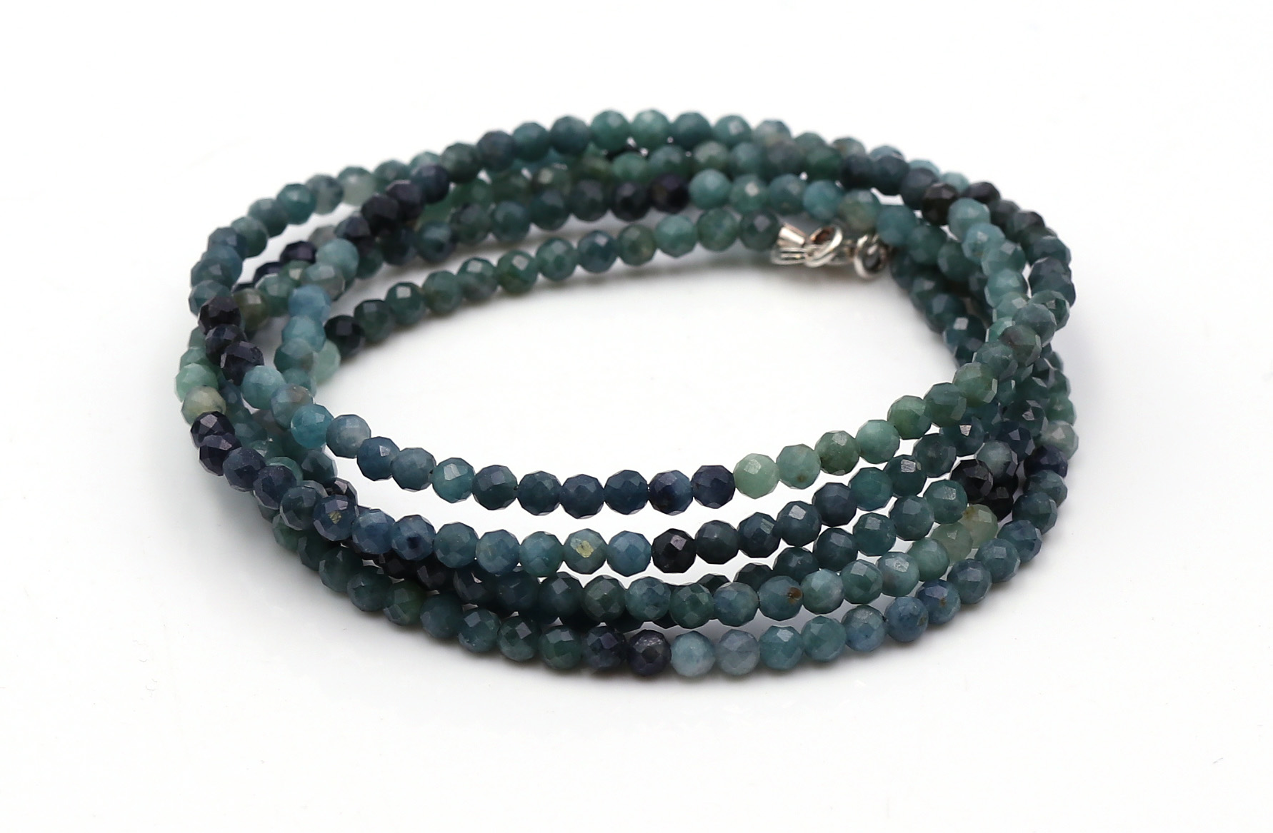 Bild von Turmalin farbig (blau) fac. Kugeln  3mm, 90cm Kette mit Silberverschluss