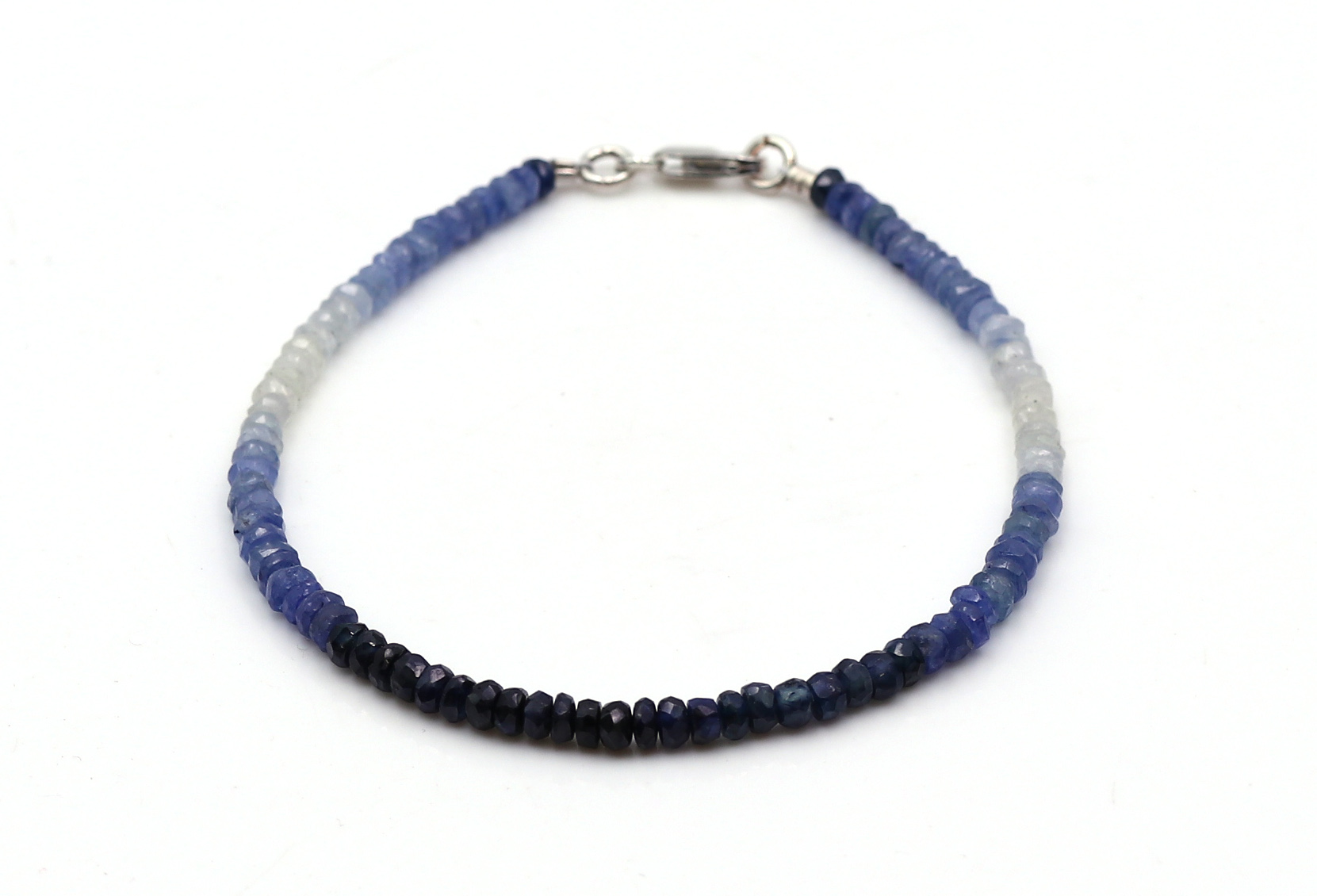 Bild von Saphir TOP fac. Button 3.5mm Armband (mit Silber Karabiner)